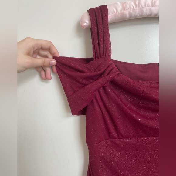 red alex evenings glitter off shoulder cowl neck formal dress💕 - Picture 4 of 6